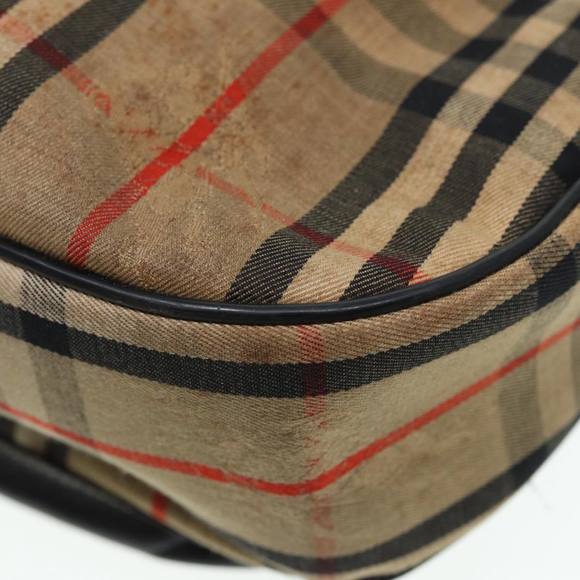 Burberrys Nova Check Shoulder Bag Canvas Beige Black gold Auth 87326 - Picture 12 of 16